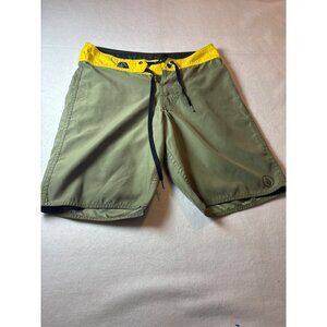 Volcom Mens Chino Twill Board Shorts Olive & Yellow Size 30